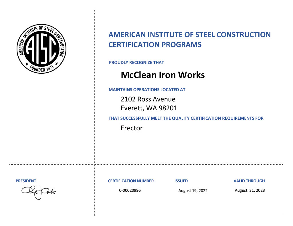 AISC Certificate