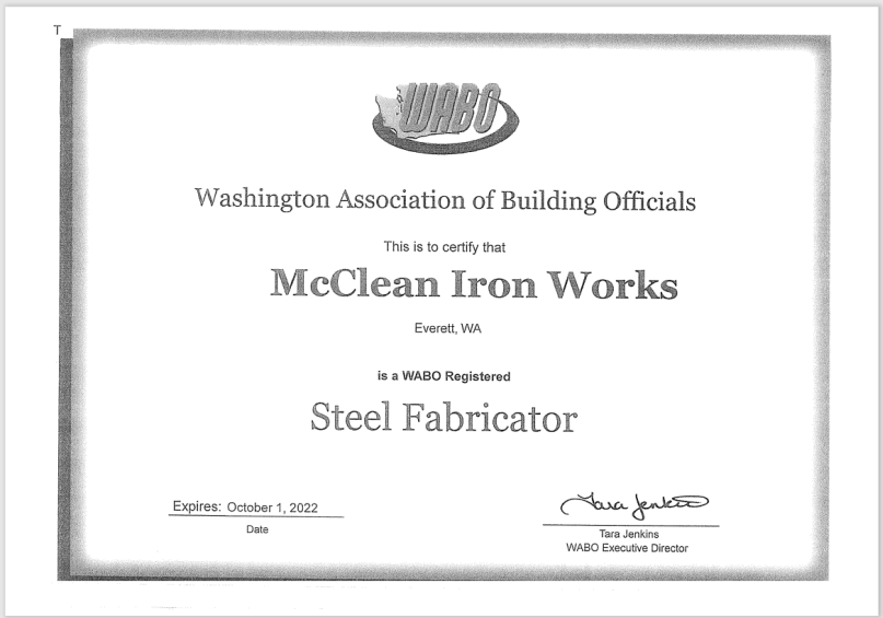 WABO Certificate