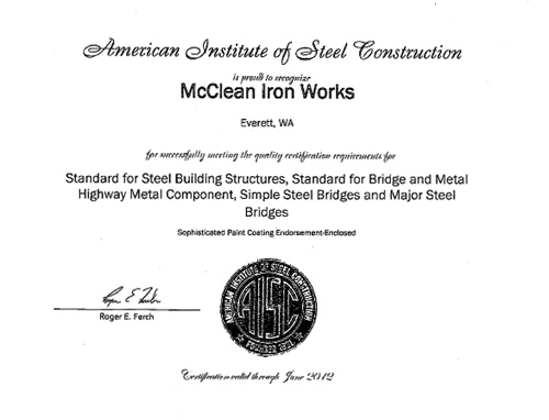 AISC Certificate